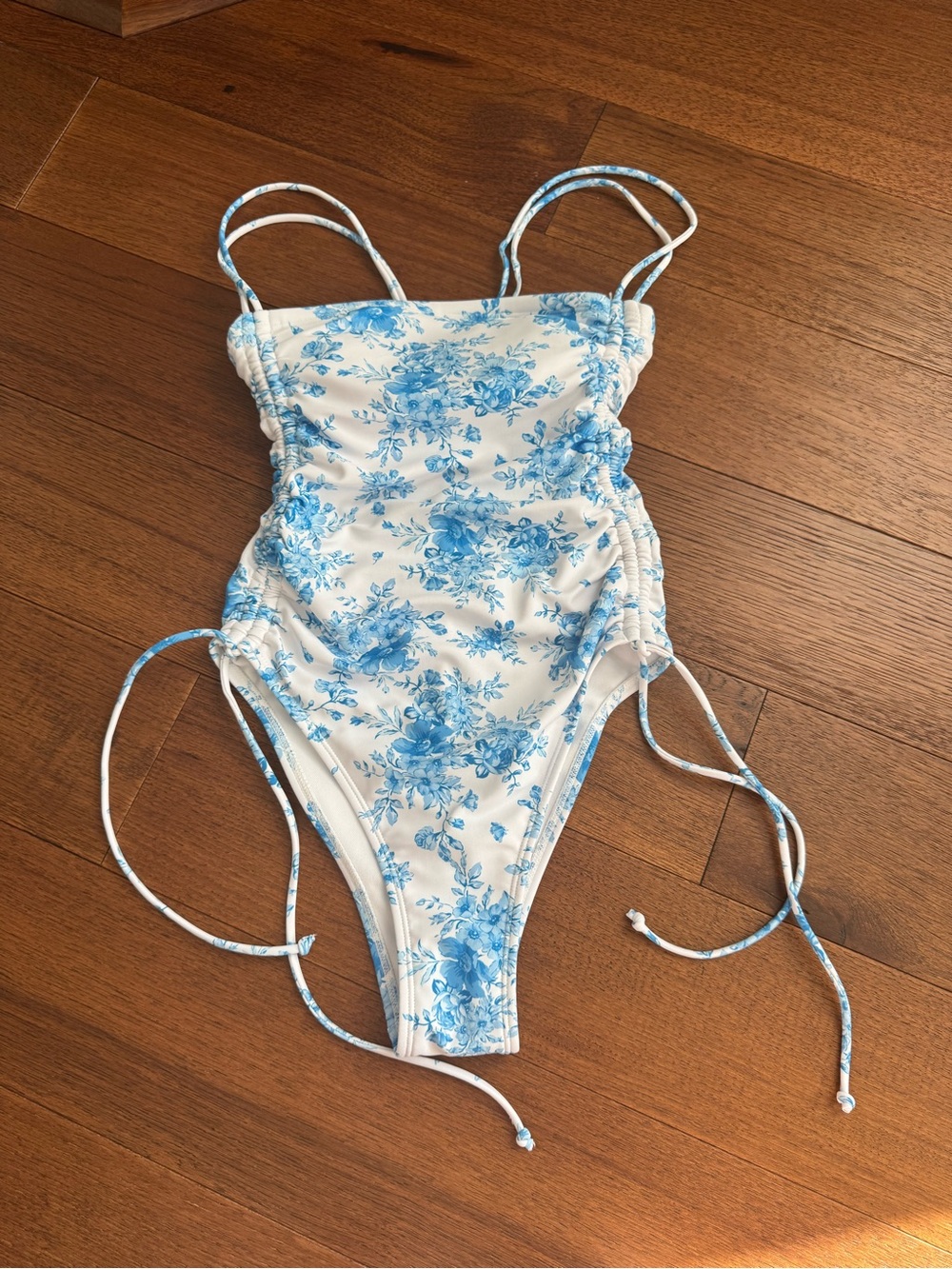 Blue Floral One-Piece Swimsuit. Used once, like new! Size XXS
